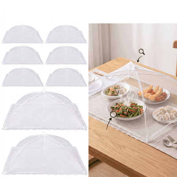 ROSEXIXI 8pcs 15inch,Food Covers for Outside and Fly Net Tent,  Mosquito-Proof Reusable Mesh with Pop-Up Design for Summer BBQ, Camping Picnic and Fruit Bowls