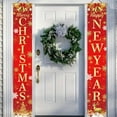 thumbnail image 5 of Generic Merry Christmas & Happy New Year Door Banner, Red Gold Merry Xmas Tree Champagne Door Porch Sign Banners Hanging Door Banners Holiday Decor, 5 of 7