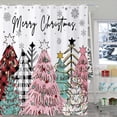 thumbnail image 2 of Merry Christmas Shower Curtain, Colorful Buffalo Check Plaid Xmas Tree Winter New Year Holiday Bathroom Curtain Waterproof Fabric Machine Washable with Hooks, 72" Wx72 L, 2 of 6