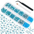 thumbnail image 1 of 4010 piezas de diamantes de imitación de color aguamarina, color azul lago, para maquillaje, cristal K9, 6 tamaños (1,6-6 mm) a SS30, redondo, con parte trasera plana, color azul agua, piedras precios, 1 of 5