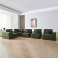 thumbnail image 6 of 108 × 108'' Modular Sectional Couch, Modern L-Shape Sectional Sofa, Comfy Lambswool Fabric Living Room Sofa, Free Combination L-Shape Sectional Floor Sofa Sleeper Sofa Bed ,Green, 6 of 6