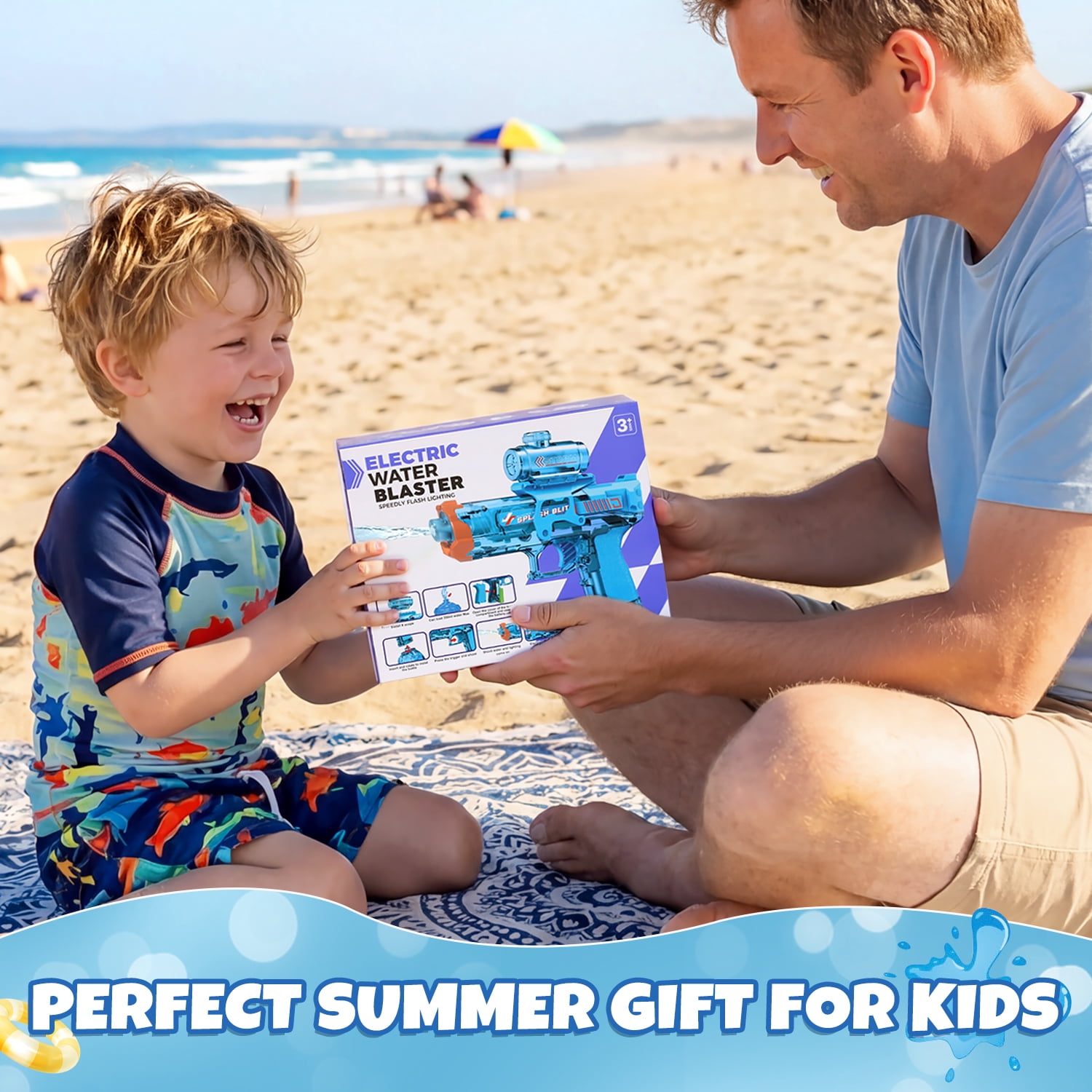 Electric Water Blaster for Kid/Adult, Transparent Automatic Squirt Blaster High Powered, 26-33 FT Long Range, Summer Outdoor Beach Pool Party Toy, Gift for Kids 8 9 10 11 12 Years Old