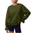 thumbnail image 2 of Mifsaly Womens Crew Neck Sweatshirts Flare Sleeve Ruched Solid Elastic Hem Casual Shirts Loose Fit Soft Comfortable Pullover Tops, 2 of 8