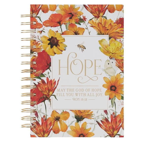 Christian Art Gifts Inspirational Journal, God of Hope Wide Ruled Notebook, Romans 15:13 Bible Verse, Orange, 192 Lined , (Spiral-Bound)