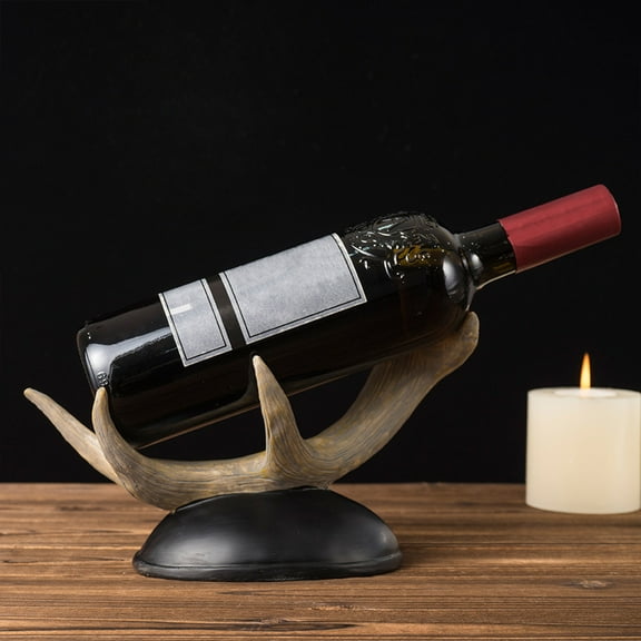 Zxsyw Deer Horn Wine Rack, Tilted Wine Cabinet, Wine Stopper - Decorative Resin Ornament for Home Bar and Kitchen Storage
