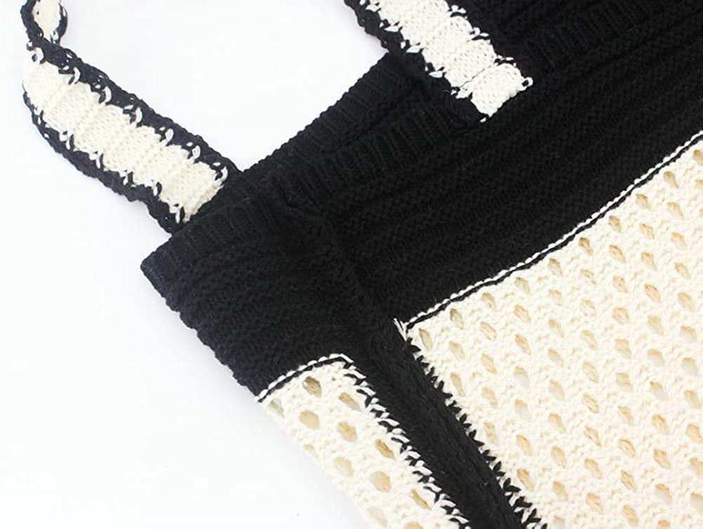 CoCopeaunts Summer Beach Bag, Women Hollow Knitted Bag Fashion Large Crochet Shopping Shoulder Bag Handbag Vacation Purse
