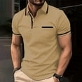 thumbnail image 2 of Chbgutlmr Summer Shirts for Men Office Button Lapel Neck Tops Solid Color Loose Stylish Tshirts Pockets, 2 of 3