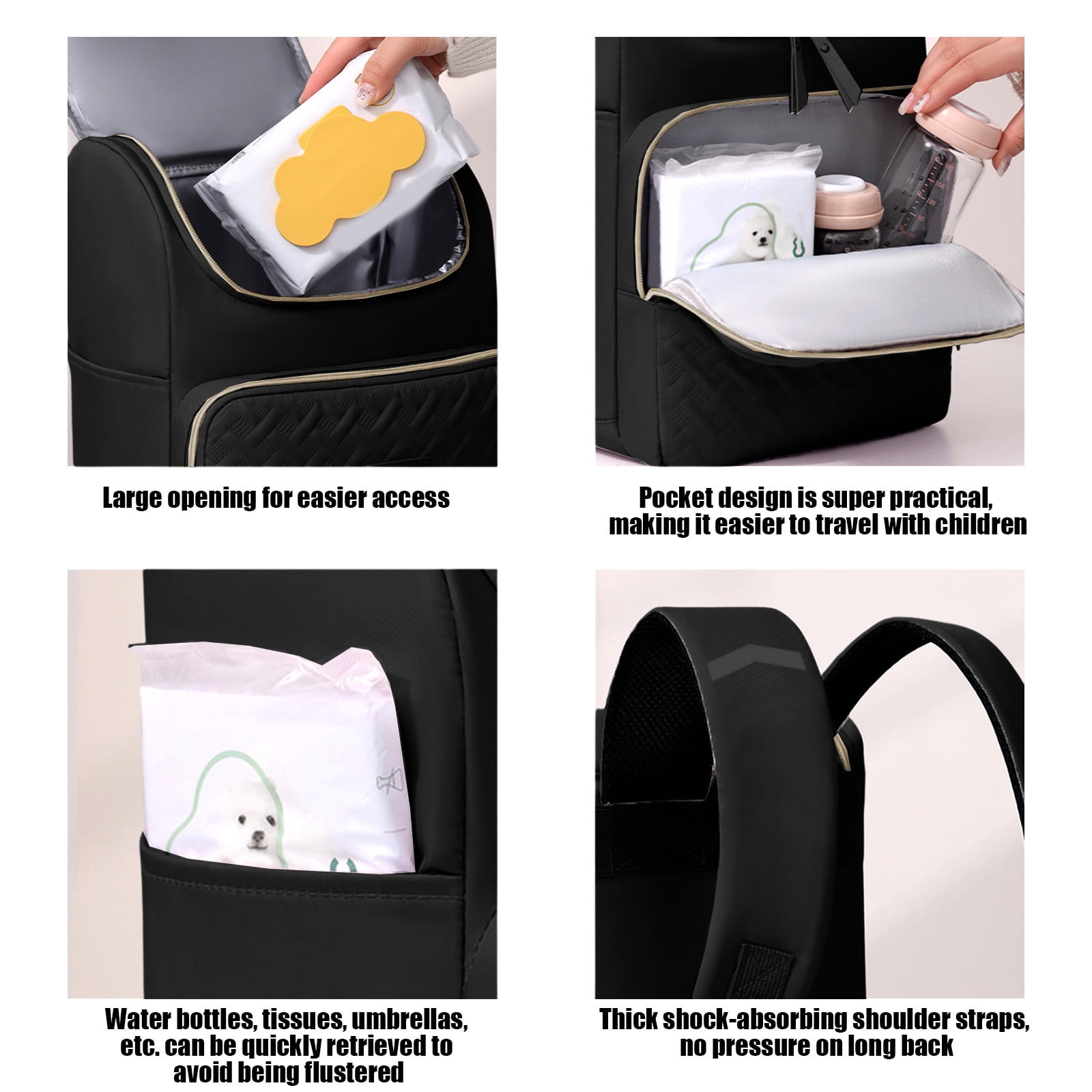 Fufafayo Large Capacity Mom Backpack, Thermal Insulation Little One Supplies Bag, Multi-Pocket Picnic Organizer, Multifunctional Travel Diaper Bag for Maternity Hospital Gym