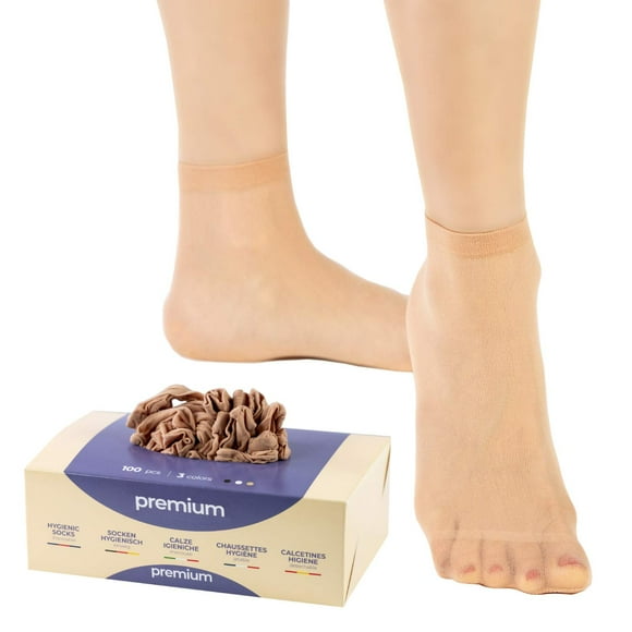 Pedsox Premium Hygienic Tryon Socks - Disposable socks for shoe stores (Beige)