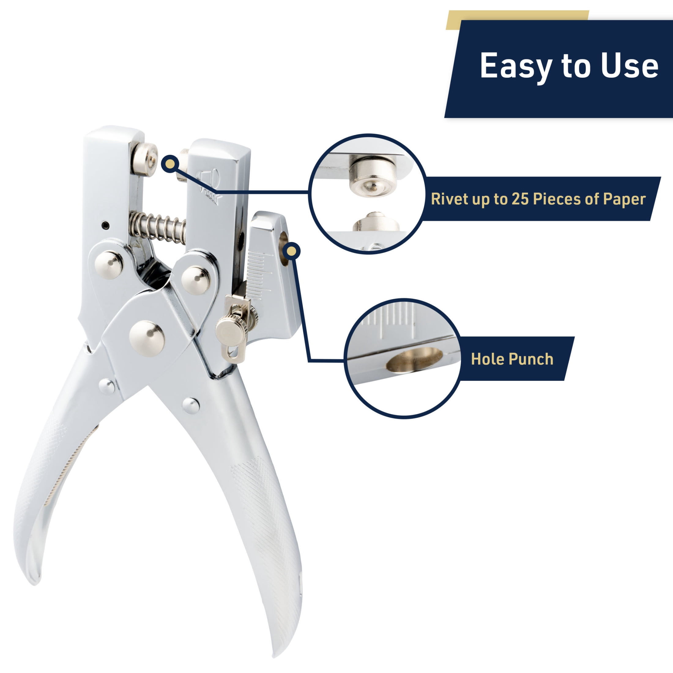 Kings County Tools Grommet Tool - Punches Then Rivets Paper, Cardboard, Plastic, and Leather
