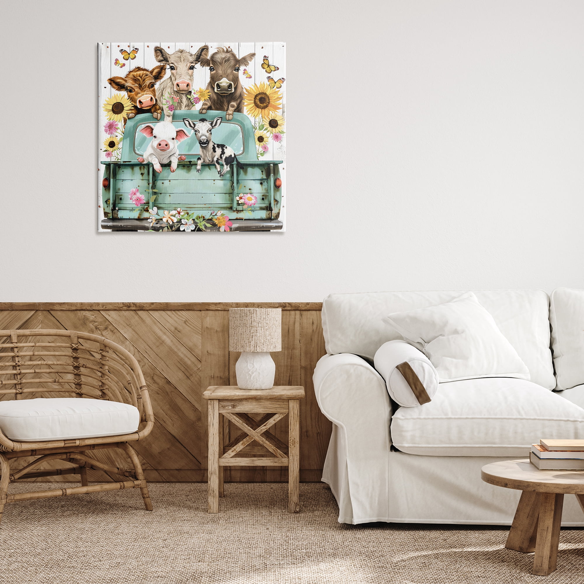 Stupell Industries Barnyard Friends in Vintage Truck Canvas Wall Art, design by Creative Studio
