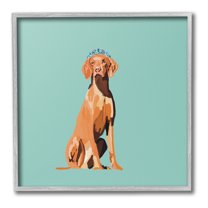 Stupell Industries Labrador Dog with Crown Animals & Insects Painting Gray Framed Art Print Wall Art, 12 x 12