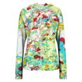 thumbnail image 6 of UPF 50+ Sun Protection Hoodie for Women - Abstract Fluid Art Print Long Sleeve Zip Up Jacket with Thumbholes & Pockets, Lightweight Summer Active Rash Guard Cyan M, 6 of 6