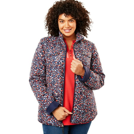 Woman Within Plus Size Print-trimmed Quilted