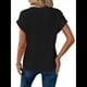 thumbnail image 3 of Camisetas para Mujer, con Mangas Murciélago Lisas y Dobladillo Cruzado, Informales, Ajustadas y A , Color Negro, Talla XL, 3 of 7