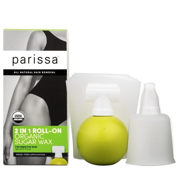 Parissa Kit de cera de azúcar orgánica roll-on para depilación en casa Piel sensible natural Fórmula suave y lavable