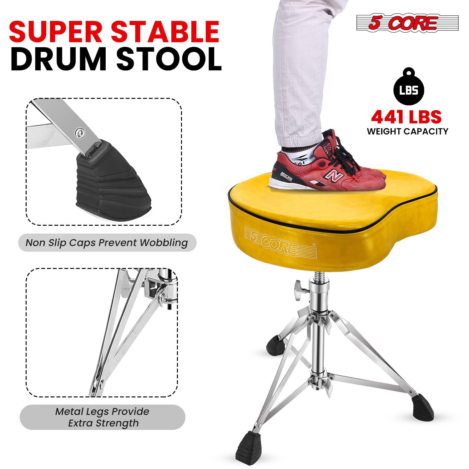 Drum Throne Padded Guitar Stool Saddle Drummer Seat for Adults & Kids