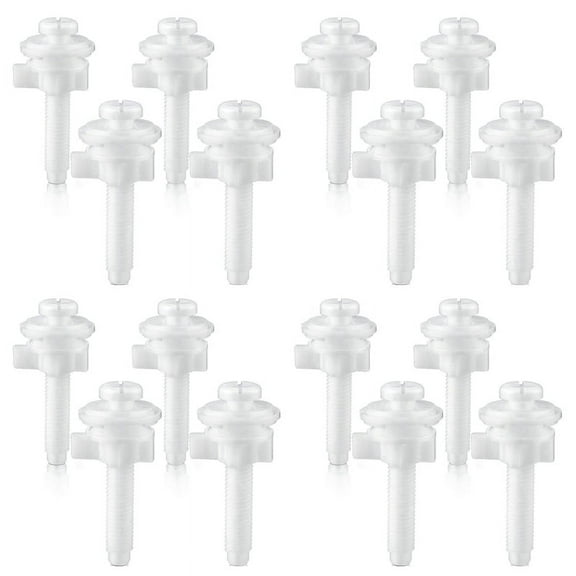 16PCS Toilet Seat Hinge Bolt Screws with Plastic Nuts and Washers Toilet Seat Replacement Parts Kit