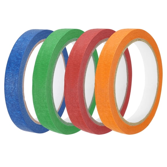 4pcs 9/16" x 22 Yard Colored Masking Tape, Red Orange Dark Blue Dark Green