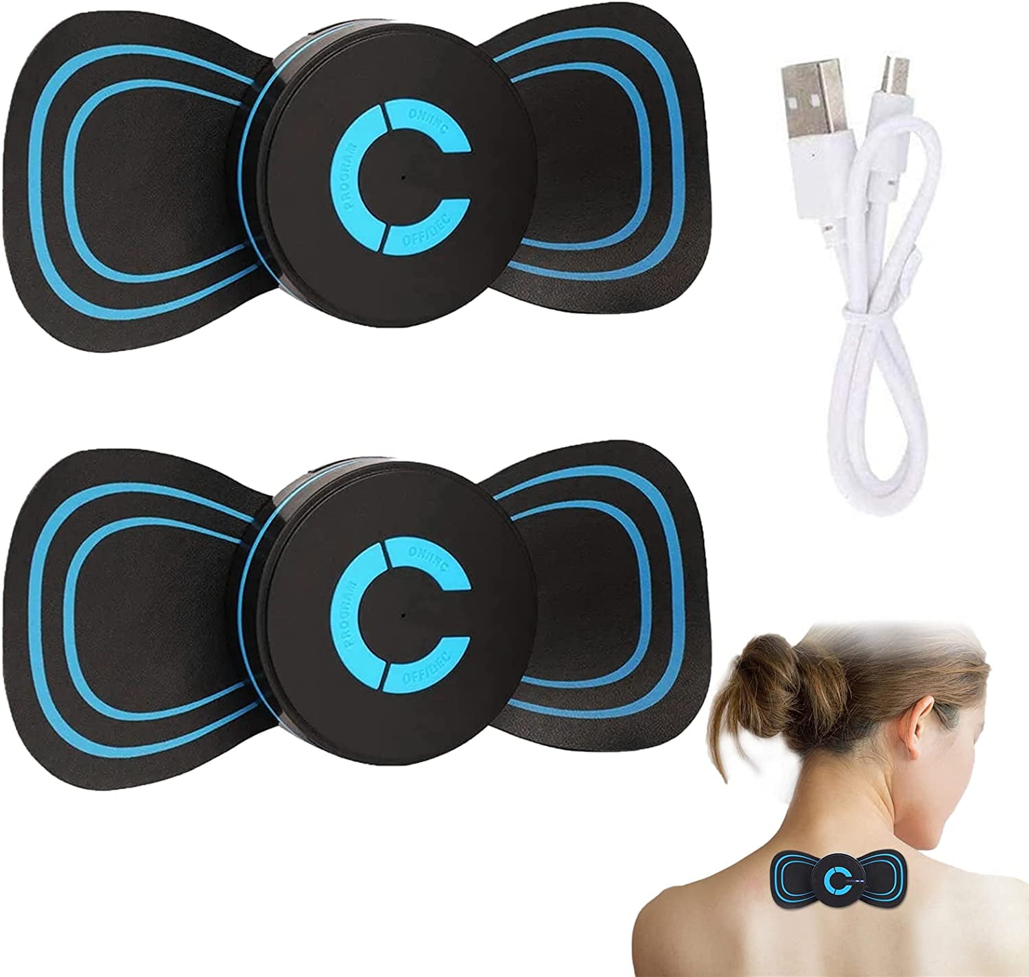 Electric Neck Massager,Intelligent Portable Neck Massager with 4 Modes & 6  Massage Heads,Cervical Charging Neck and Shoulder Massager, 15 Gear Band