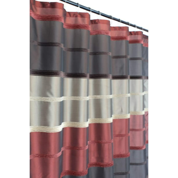 Burdy Red Brown Taupe Fabric Shower, Chocolate Brown And Red Shower Curtain