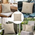 thumbnail image 4 of Throw Pillow Covers, Beige White Geometric Decorative Throw Pillow Covers 18x18 Inch, Square Minimalist Modern Vintage Square Linen Pillow Cases for Couch/Living Room/Sofa, 4 of 9