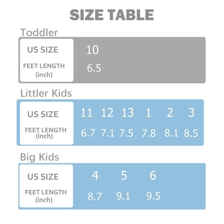 Shoe Toddler Size Chart