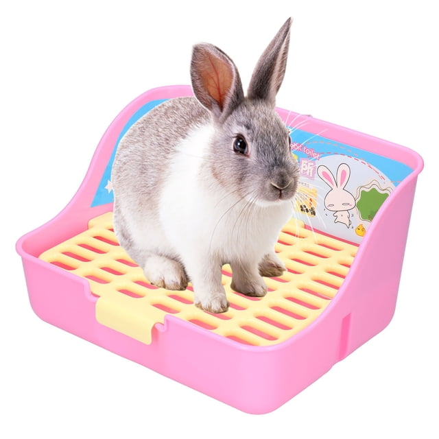 Small Animals Toilet, ABS Plastic Outdoor Pet Cage Litter Box Toilet Cartoon Pattern Box Potty Trainer For Golden Hamster