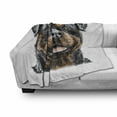 thumbnail image 3 of Rottweiler Soft Flannel Fleece Throw Blanket, Hand Drawn Image of Dog Type Realistic and Furry, Cozy Plush for Indoor and Outdoor Use, 70" x 90", Brown Dark Grey, by Ambesonne, 3 of 6