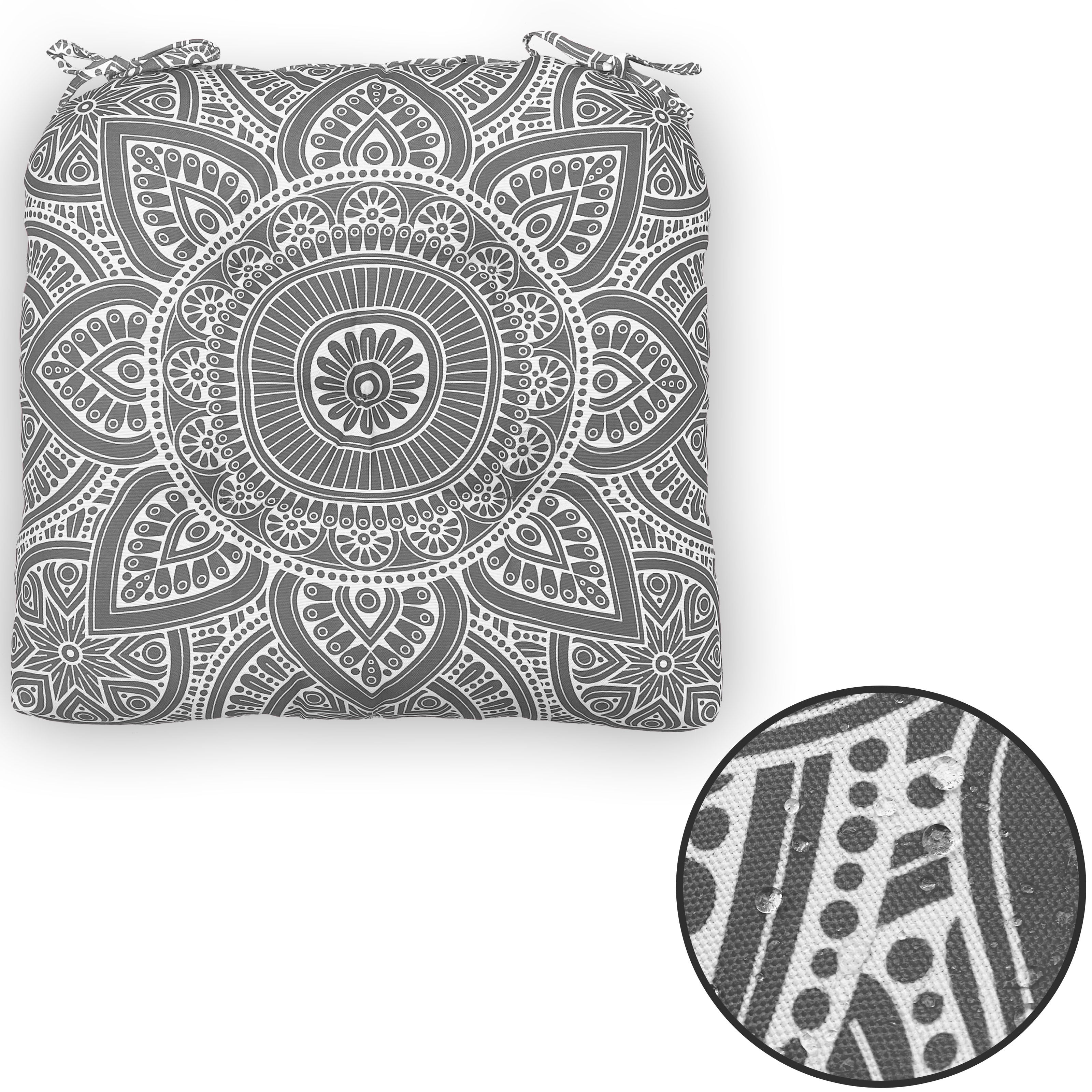 Indoor Outdoor Waterproof Chair Seat Pads Cushion |19x19 Inches – Thick Patio Garden Furniture Cushions with Ties