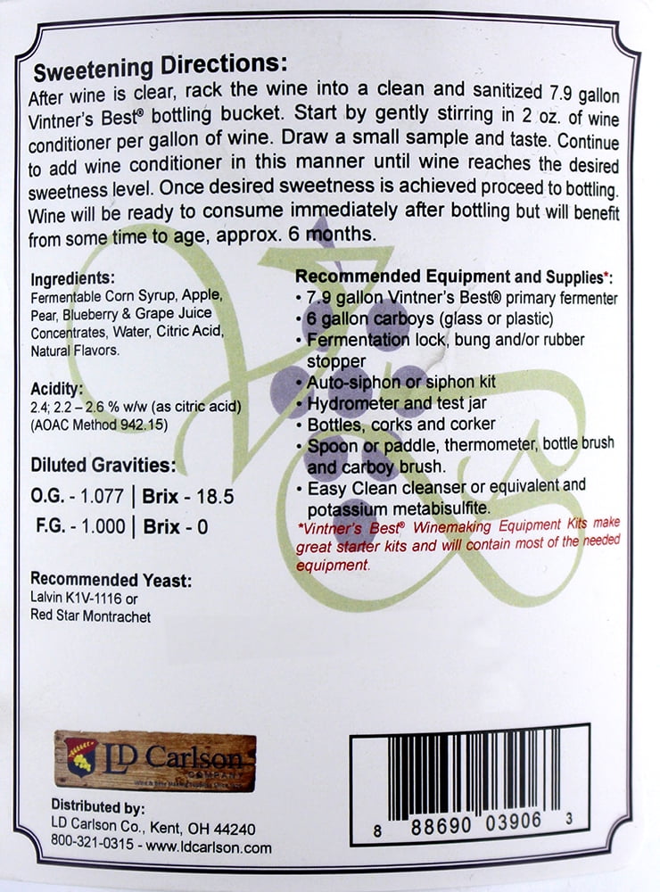 LD Carlson Vintner's Best Blueberry Fruit Wine Base