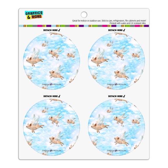 Pigs Could Fly Flying Clouds Sky Pattern Refrigerator Fridge Locker Vinyl Circle Magnet Set