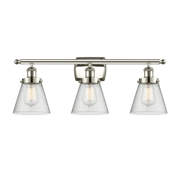 Innovations Lighting 916-3W-11-26 Cone Vanity Cone 3 Light 26" Wide Vanity Light - Nickel