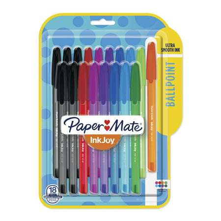 Paper Mate InkJoy 100ST Ballpoint Pens, Medium Point (1.0mm), Assorted Colors, 18 Count