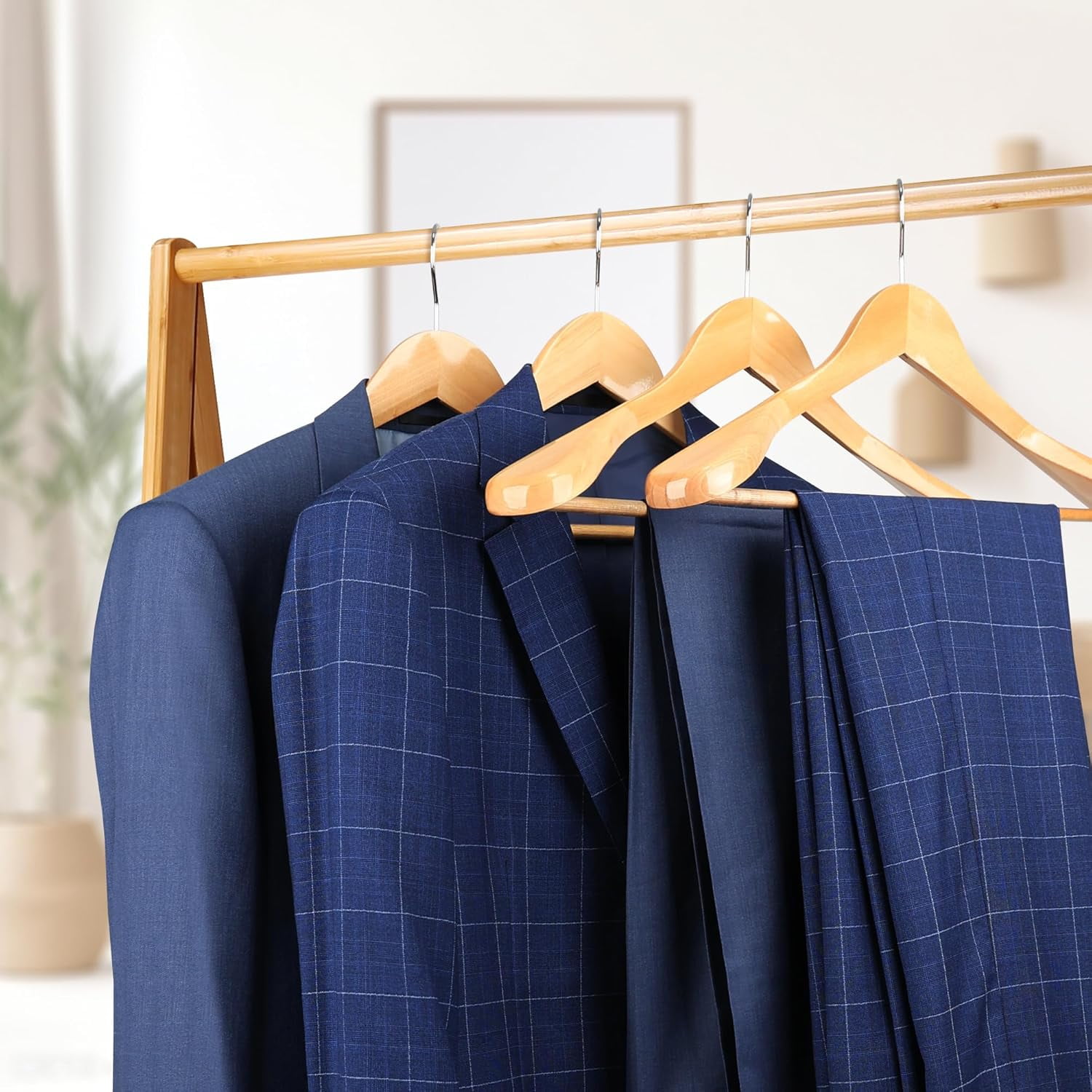 Coat Hanger 8-Pack,  Wood Hangers Trouser Hangers Extra Wide Shoulder Wooden Hangers for Heavy Coat, Sweater, Skirt, Suit, Pants, Retro Finish