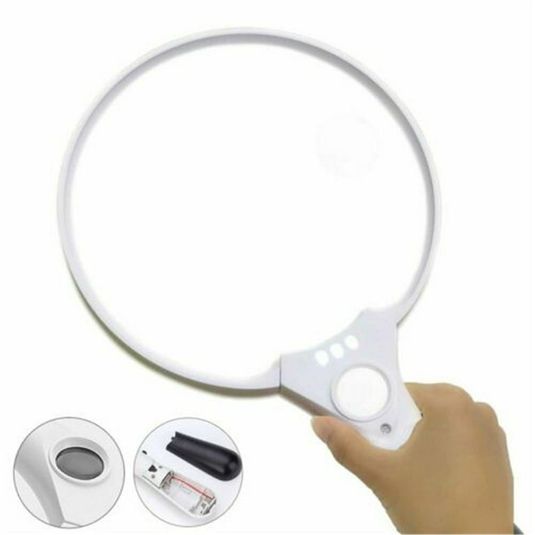 Magnifying Glass with Light, 4.92 inch Large Magnifier, 2x 5X Handheld Illuminated Lighted Magnifier with 4 Bright LED Lights, Storage Bag, Clean