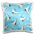 3dRose Figure Skating Skate and Snowflake Print Ice Blue, Pillow