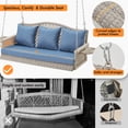 thumbnail image 2 of zzw Heavy Duty 900 lb Capacity Porch Swing, 3-Seat Outdoor Hanging Chair Bench with Cushions, Cup Holder and 8.9 ft Chains, 2 of 7