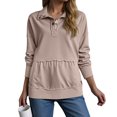 thumbnail image 2 of larppty Sweatshirts for Women 2025 Fashion Fall V Neck Button Down Long Sleeve Pullover Tops Loose Fit (Watermelon Red, XXL), 2 of 4