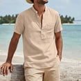 thumbnail image 5 of Guluxicc Men's Cotton V-Neck Shirts with Pocket Button Short Sleeve Shirts for Everyday Wear Summer Casual Outfits, 5 of 6