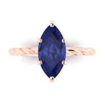 2 ct Marquise Cut Simulated Tanzanite Solitaire 18K Rose Gold Womens Engagement Ring