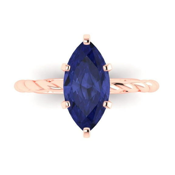Clara Pucci 14K Rose Gold 2ct Tanzanite Solitaire Ring for Women