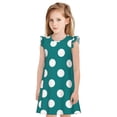 thumbnail image 1 of Balery Teal And White Polka Dot Camisón de princesa para niñas, pijama de algodón con mangas abullonadas, suave y bonito.-Small, 1 of 6