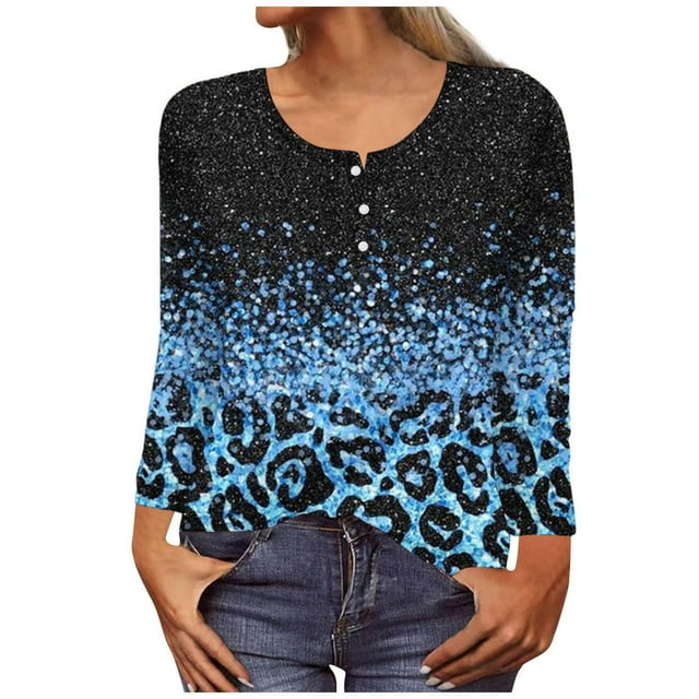Cardigans pour Femmes T-shirt Ample Imprimé de Mode pour Femmes Blouse à Manches Longues Col Rond Hauts Décontractés Long Cardigan en Liquidation