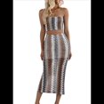 thumbnail image 1 of Conjunto de Dos Piezas de Vestido Tubo con Rayas de Colores para Mujer de Verano Gris L, 1 of 10