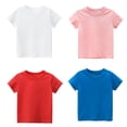 thumbnail image 3 of LYMAYTER Kids Baby Girls' T-Shirts Tops Toddler Short Sleeve Summer Crew Neck Tees Casual Solid Basic Sportswear Tee Shirts Tops for 1-9 Years, 3 of 7