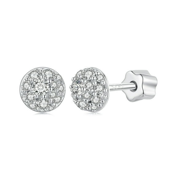 Dome-Shaped Moissanite Studs，Moissanite Stud Earrings 925 Sterling Silver Lab-Created Diamond Alternative Jewelry for Women Men
