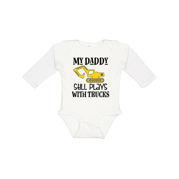 Inktastic Construction Daddy Still Plays with Trucks Boys or Girls Long Sleeve Baby Bodysuit