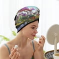 thumbnail image 3 of Yiaed Dreamy Mushroom House Print Hair Cap with Button,Coral Fleece Hair Towel Wrap for Women Wet Hair,Quick Dry Turban for Wet Hair Long Thick Hair, 3 of 5