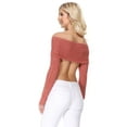 thumbnail image 3 of Yemak Women's Sexy Off The Shoulder Long Sleeve Wrappable Two Tone Shawl Sweater KC004-Blush-M/L, 3 of 6